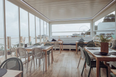 On The Rocks Restaurant dining area view of Mumbles Pier